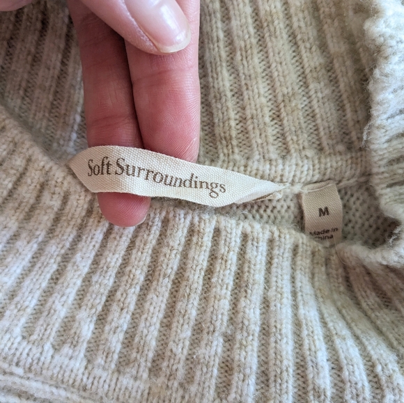 Soft Surroundings Ivory Oatmeal Alena Wool Blend Oversize Cozy Sweater Medium - Picture 7 of 8